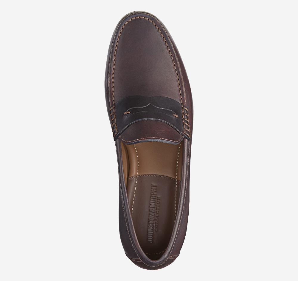 Johnston & Murphy Baldwin Penny Loafer Dark Brown English Full Grain