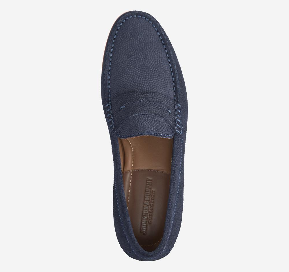 Johnston & Murphy Baldwin Penny Loafer Navy English Suede