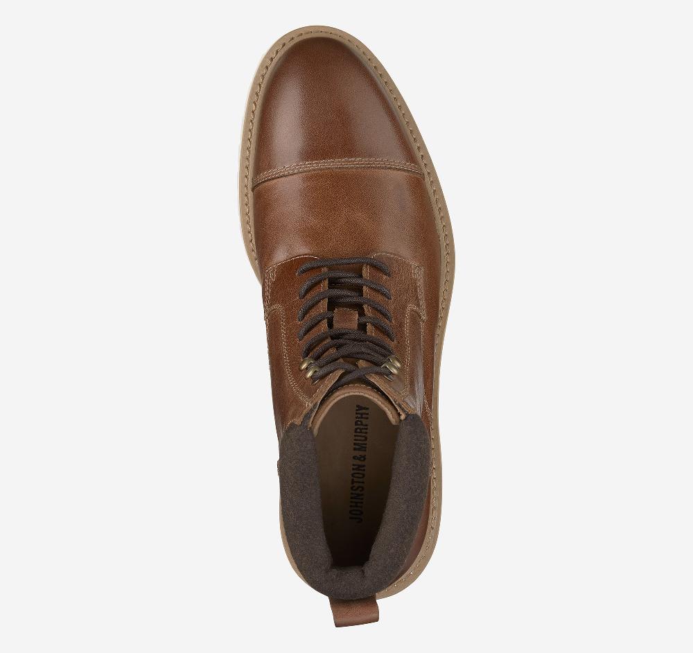 Johnston & Murphy Barrett Cap Toe Boot Cognac Full Grain