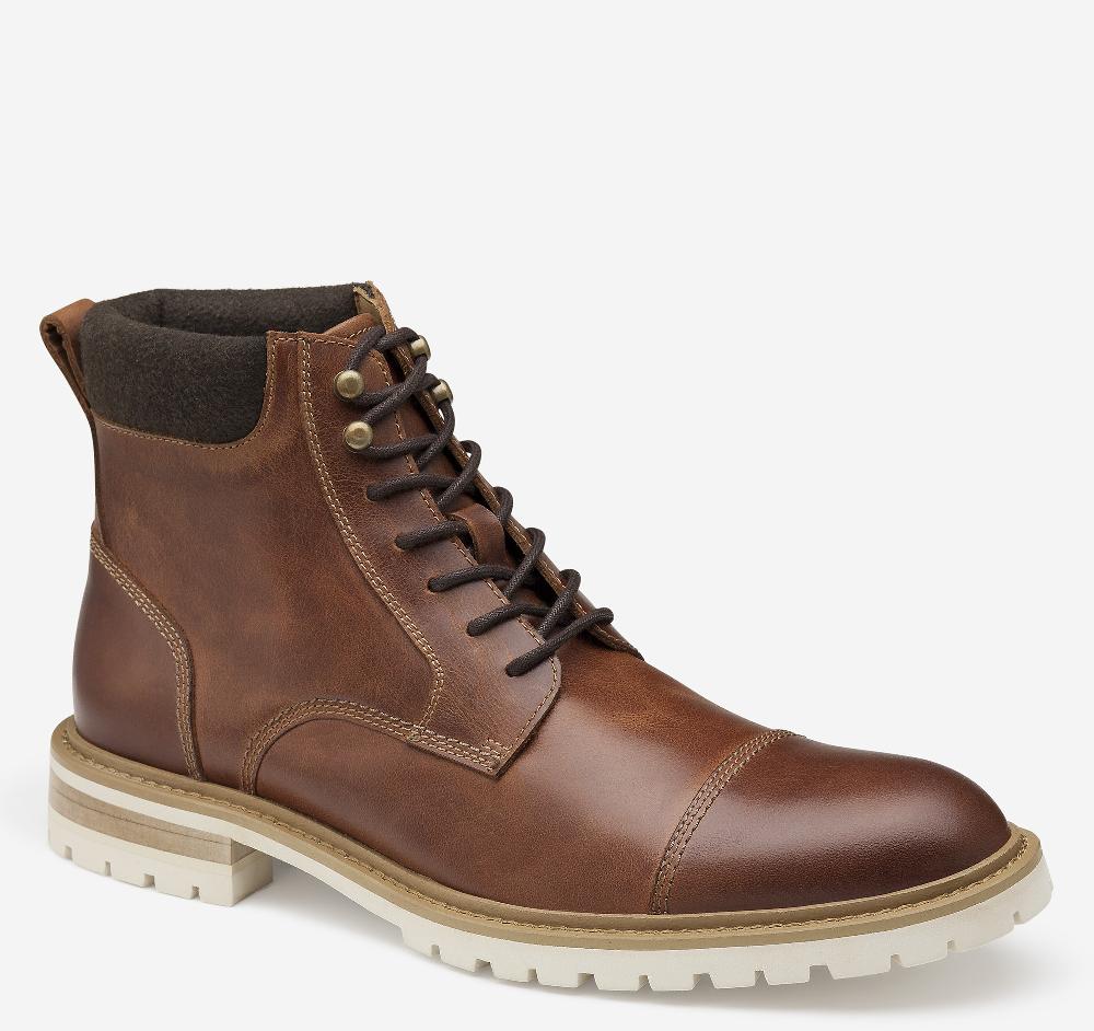 johnston & murphy Barrett Cap Toe Boot Cognac Full Grain