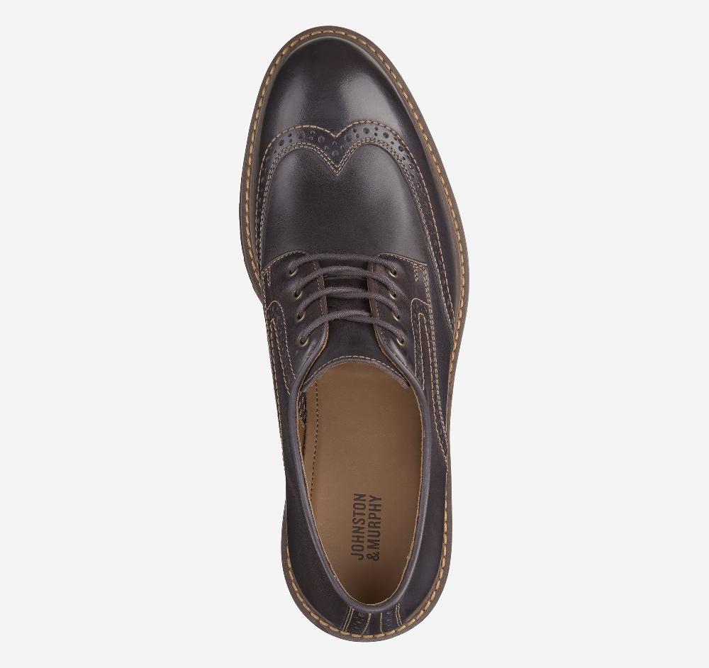 Johnston & Murphy Barrett Wingtip Dark Brown Full Grain