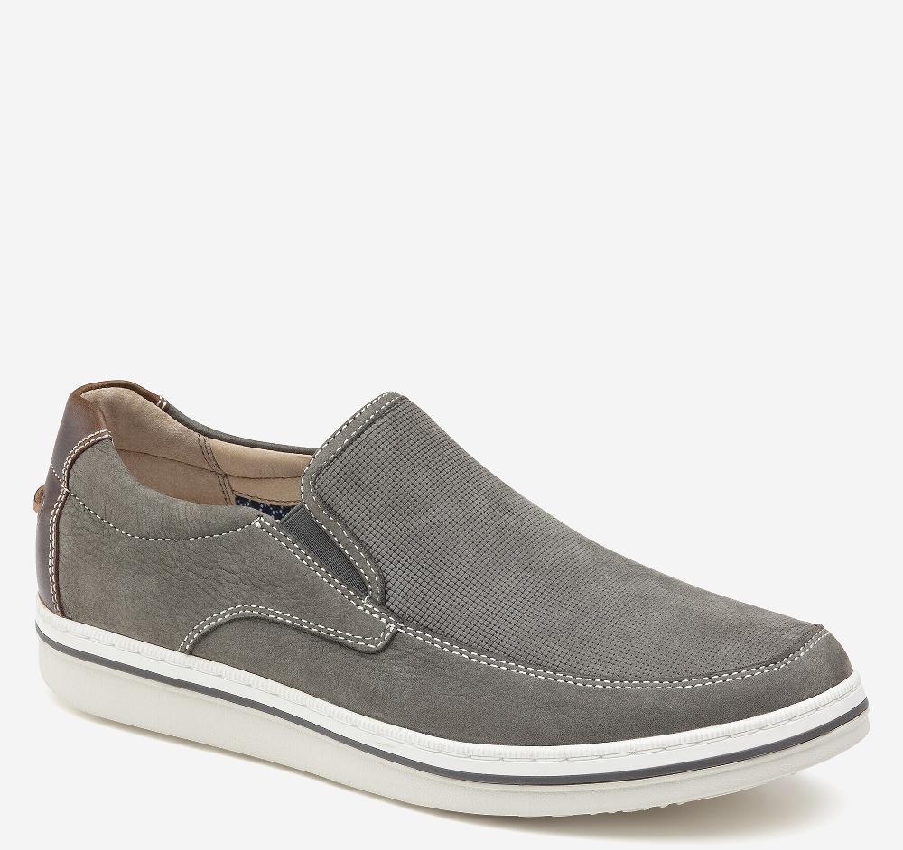 johnston & murphy Bowling Moc Venetian Gray Embossed Tumbled Nubuck