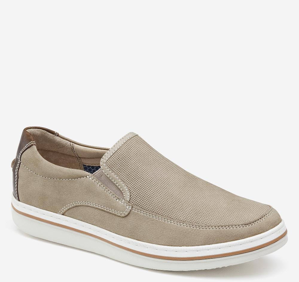 johnston & murphy Bowling Moc Venetian Tan Embossed Tumbled Nubuck