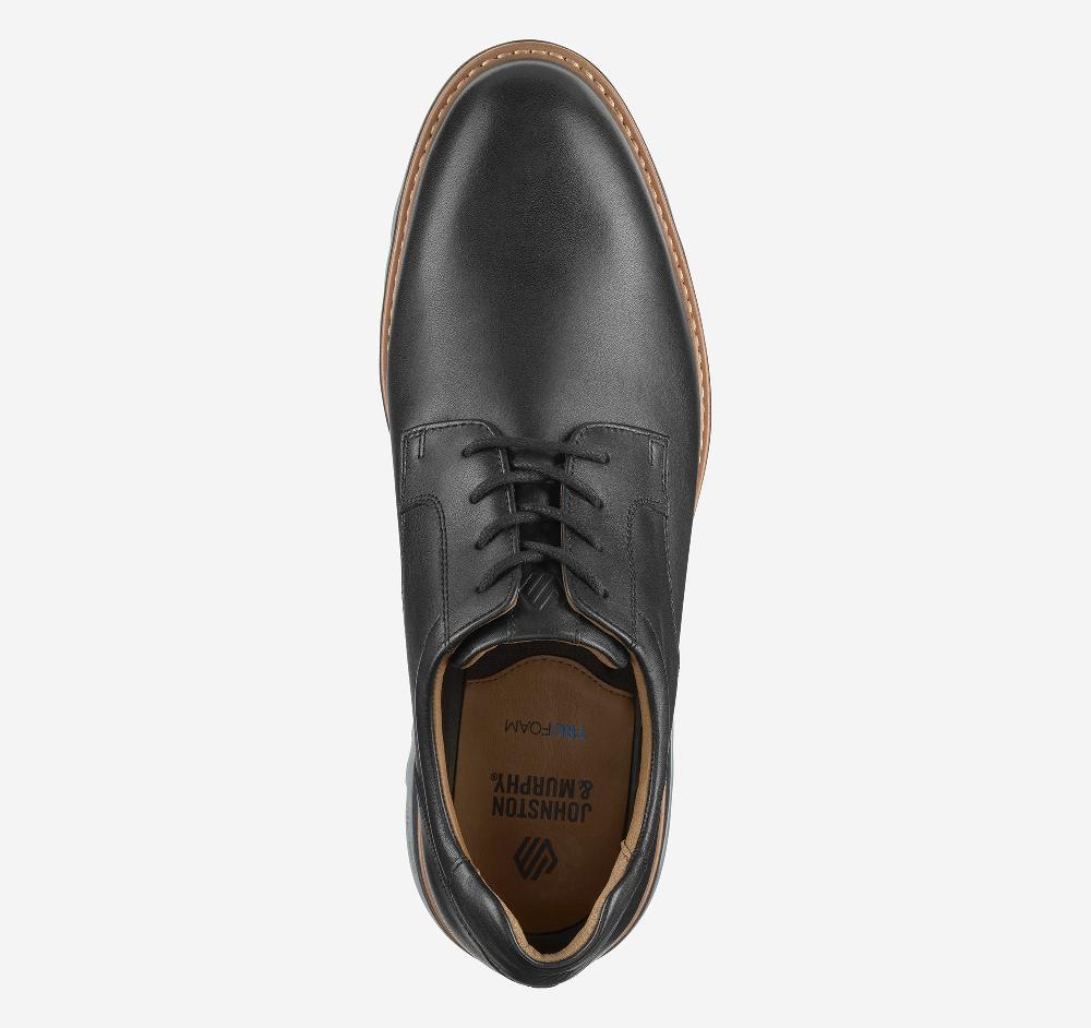 Johnston & Murphy Braxton Plain Toe Black Full Grain Leather