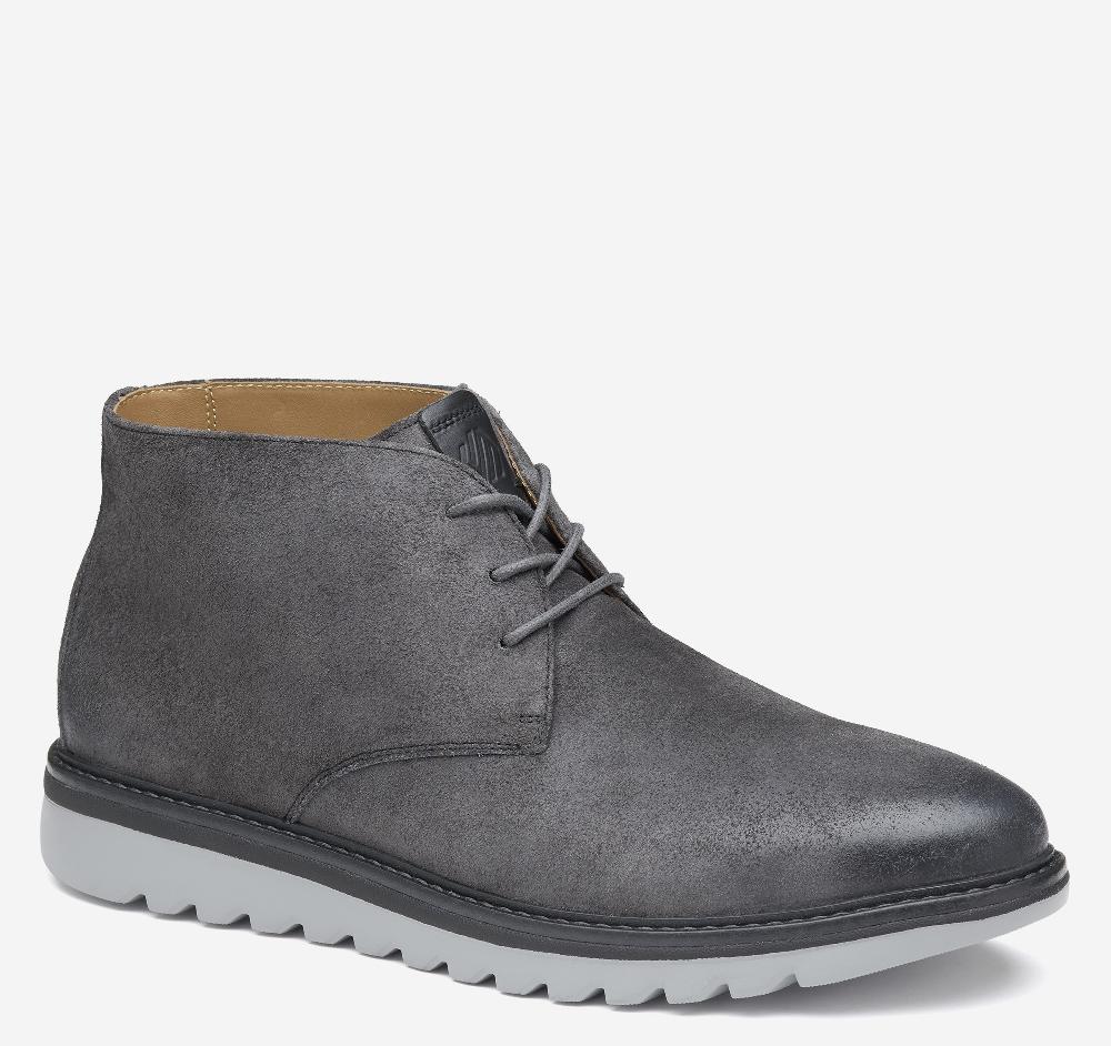 johnston & murphy Braydon Chukka Charcoal Waxed Suede