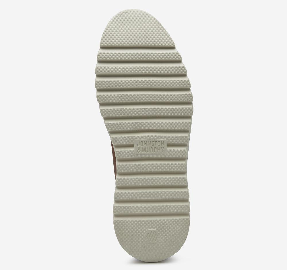 Johnston & Murphy Braydon Knit Saddle Navy Knit/Tan Full Grain