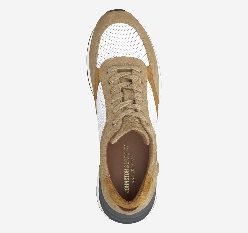 Johnston & Murphy Briggs Perfed Lace-Up Taupe/Brown/White Italian Suede/Calf