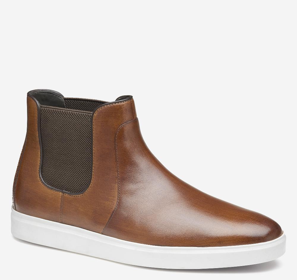 johnston & murphy Brody Chelsea Boot Brown Hand-Stained Full Grain