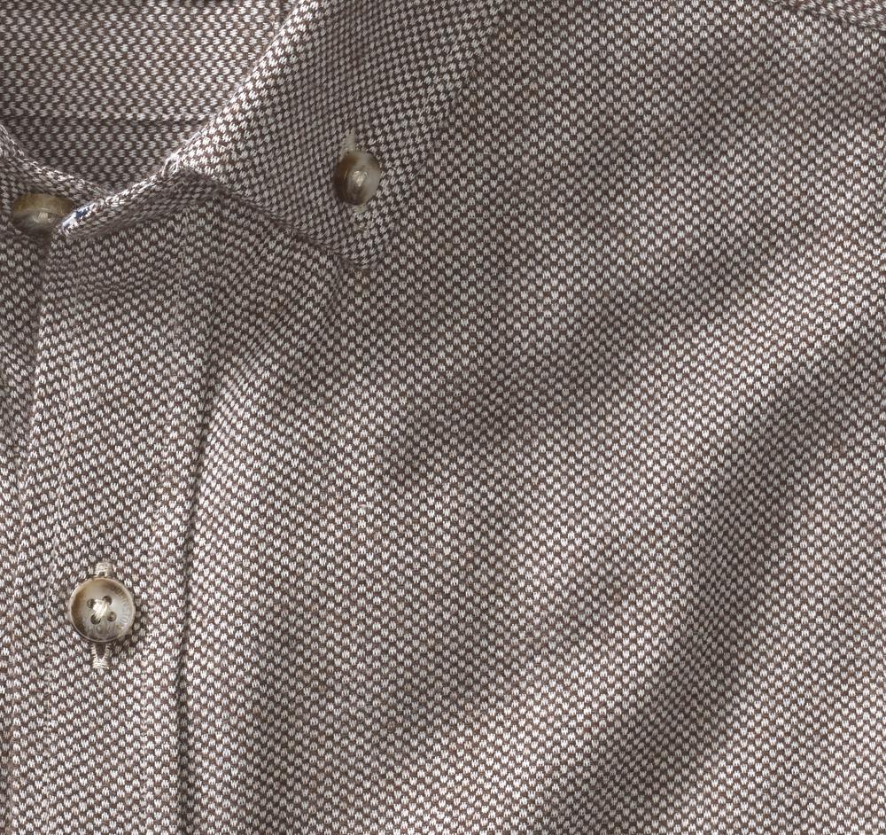 Johnston & Murphy Brushed Heathered Woven Shirts Brown Birdseye