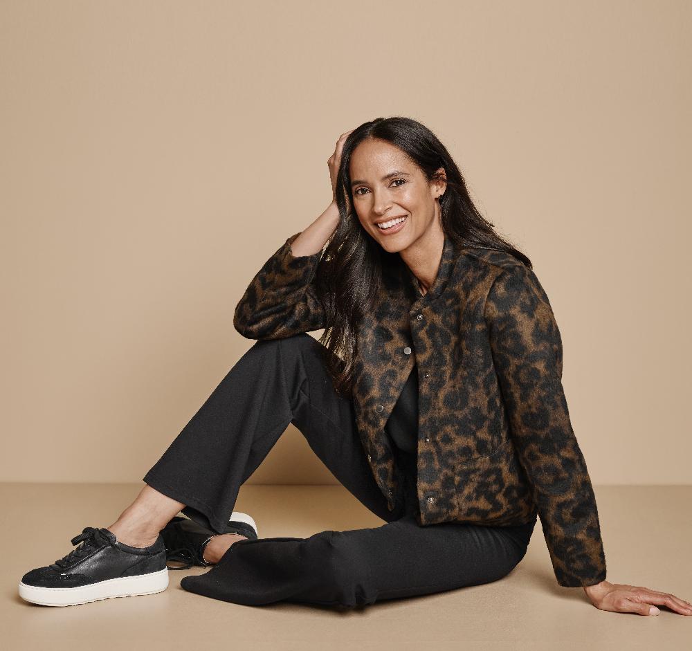 Johnston & Murphy Brushed Leopard-Print Bomber Black/Brown