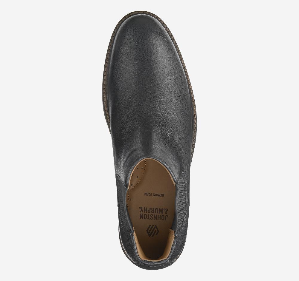 Johnston & Murphy Calder Chelsea Boot Black Tumbled Full Grain