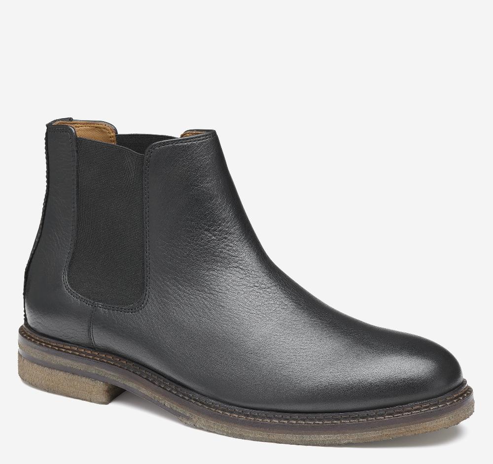 johnston & murphy Calder Chelsea Boot Black Tumbled Full Grain