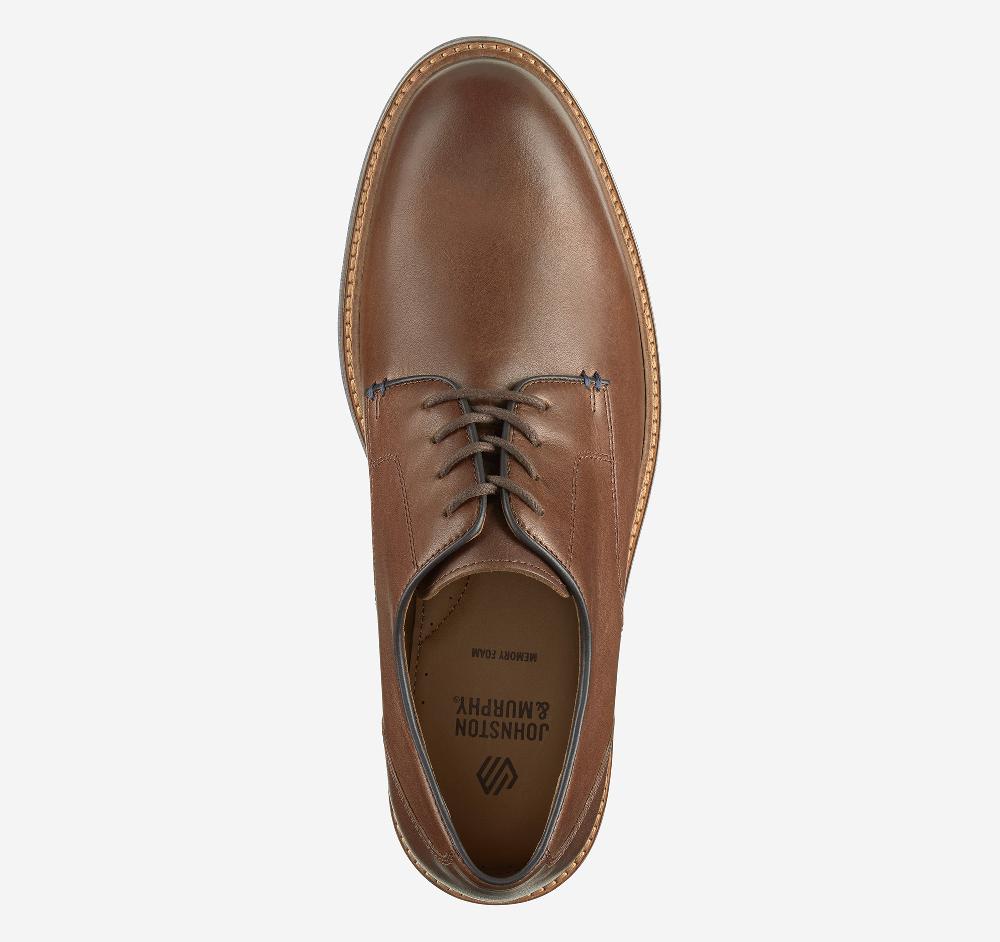 Johnston & Murphy Calder Plain Toe Mahogany Full Grain Leather