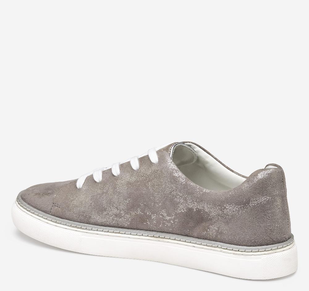 Johnston & Murphy Callie Lace-to-Toe Silver Metallic Italian Suede