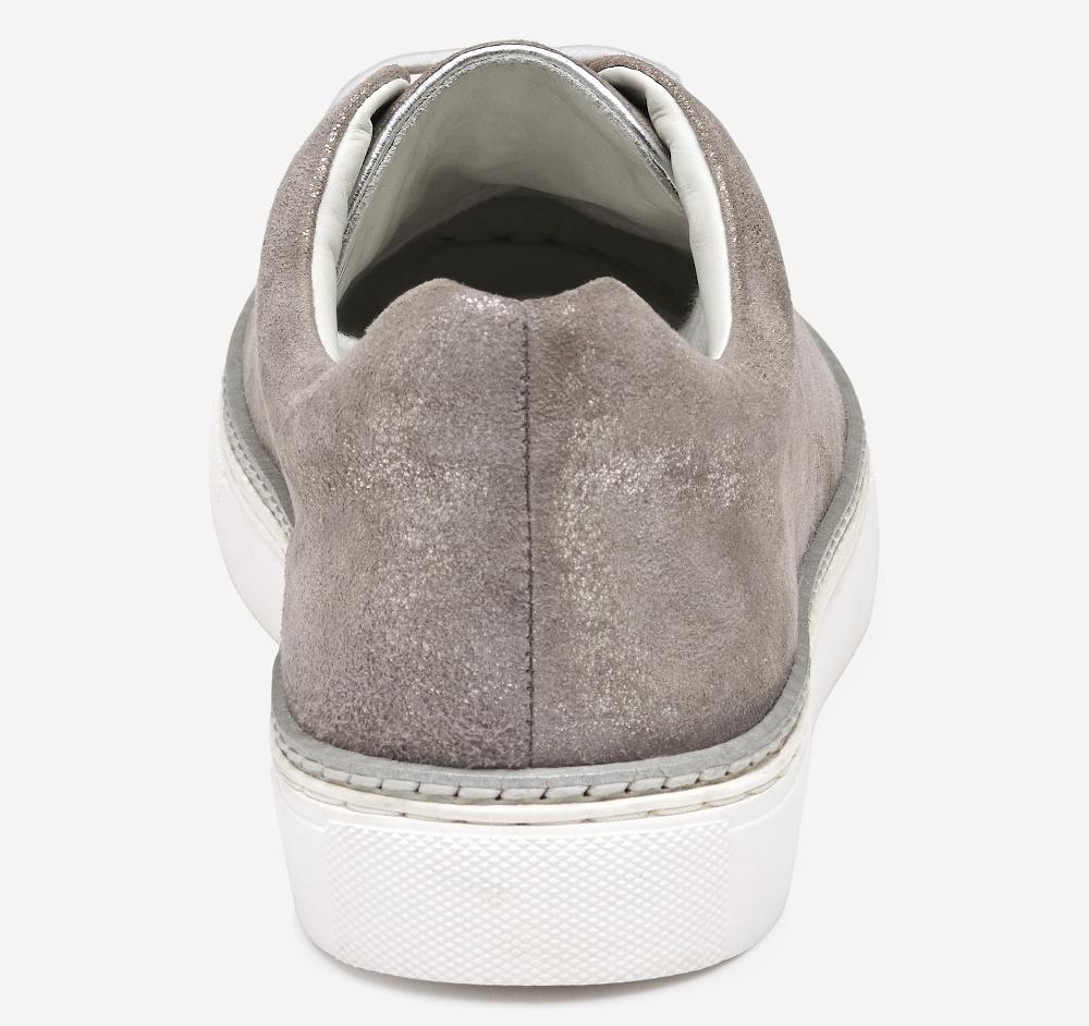 Johnston & Murphy Callie Lace-to-Toe Silver Metallic Italian Suede