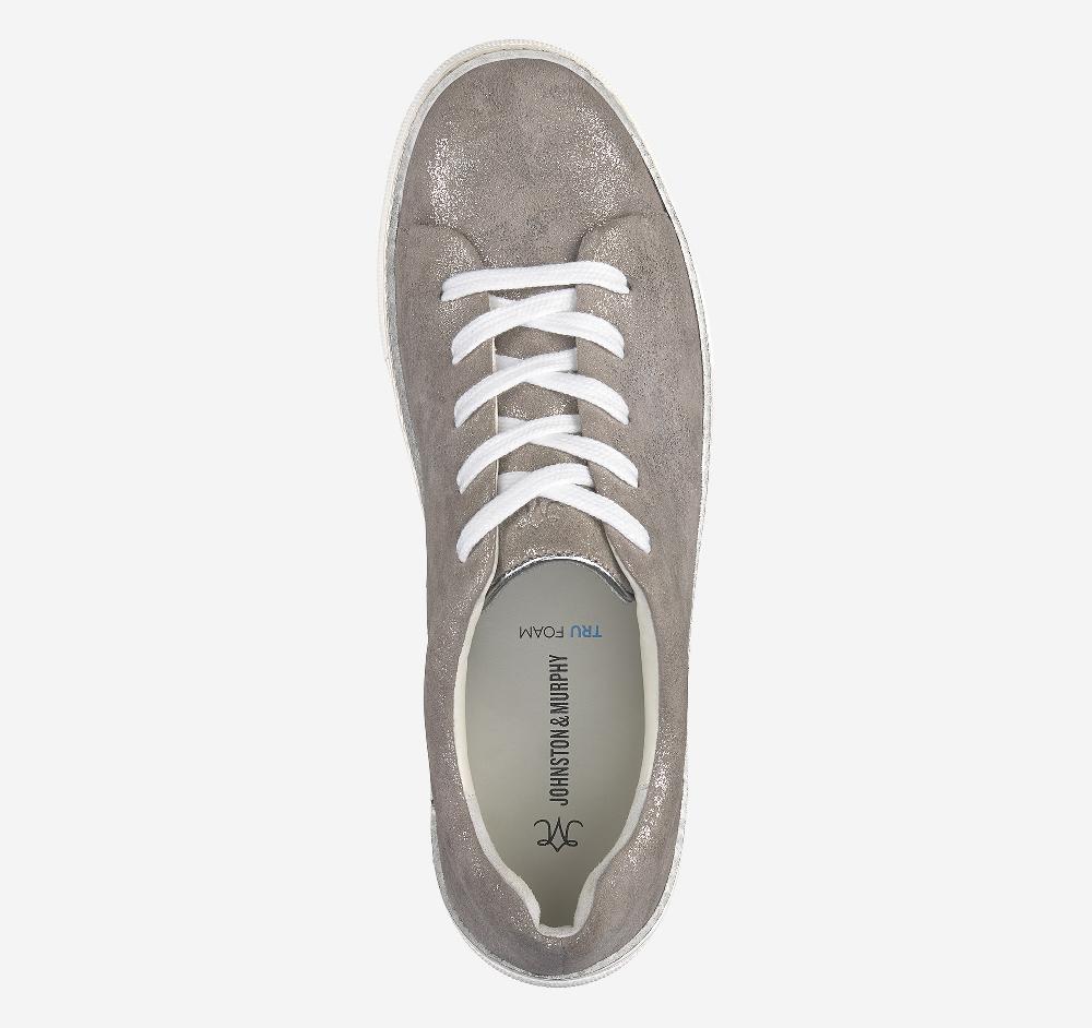 Johnston & Murphy Callie Lace-to-Toe Silver Metallic Italian Suede