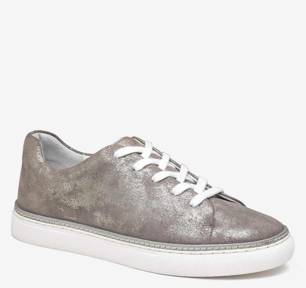 johnston & murphy Callie Lace-to-Toe Silver Metallic Italian Suede