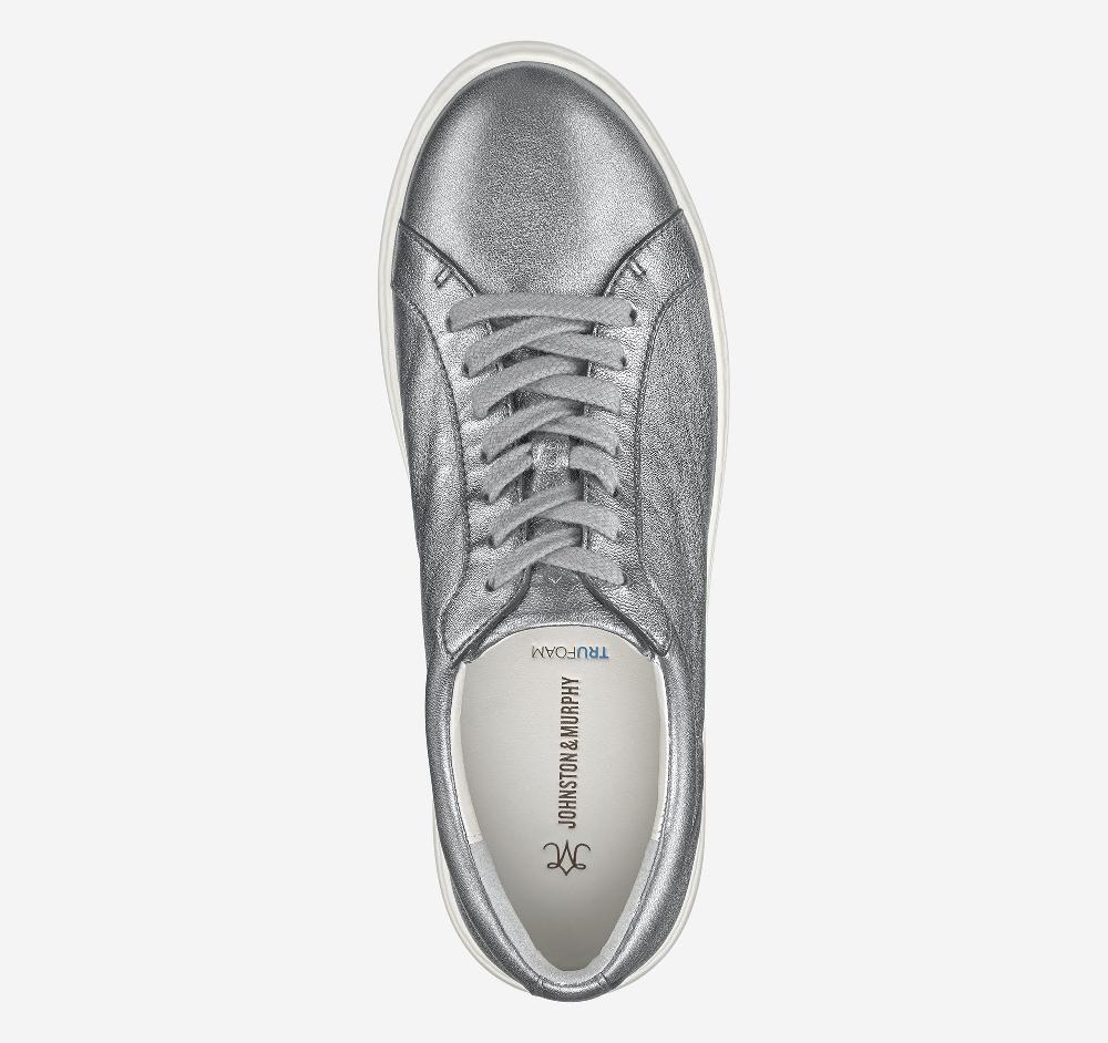 Johnston & Murphy Cammie Lace-Up Pewter Metallic Glove Leather