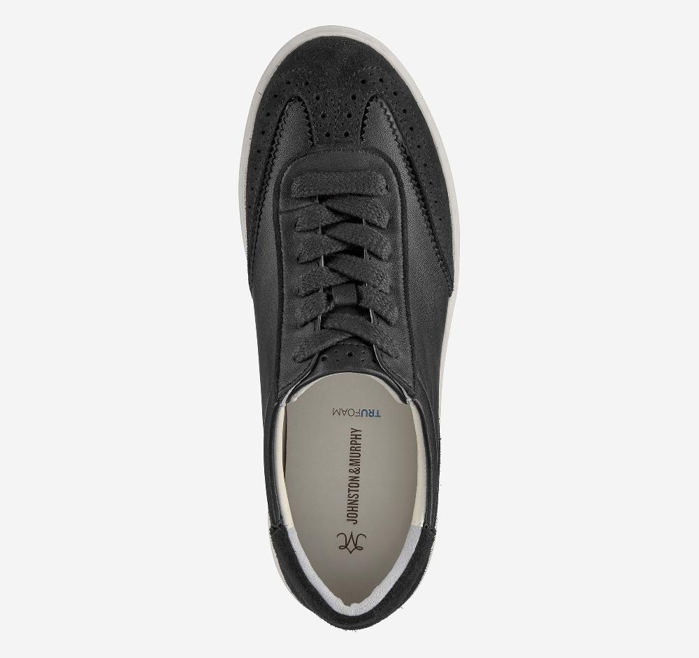 Johnston & Murphy Cammie T-Toe Lace-Up Black Glove Leather/Suede