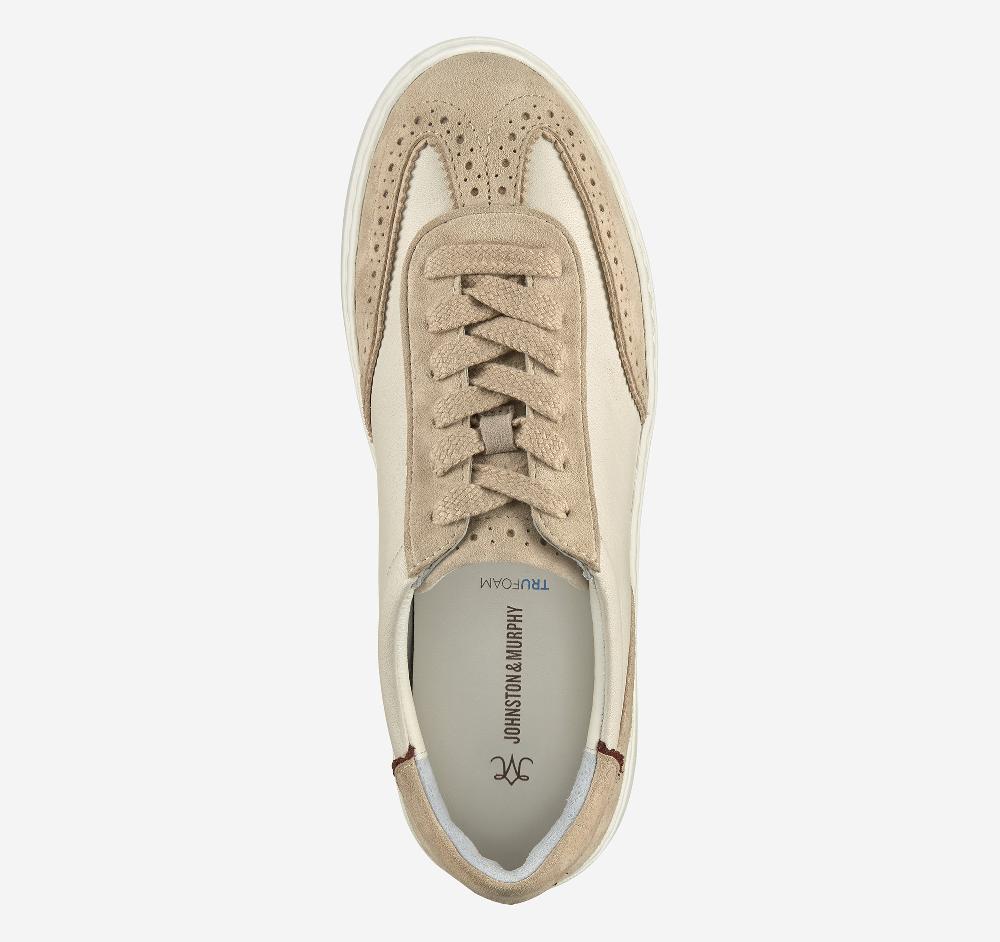 Johnston & Murphy Cammie T-Toe Lace-Up Bone Glove Leather/Sand Suede
