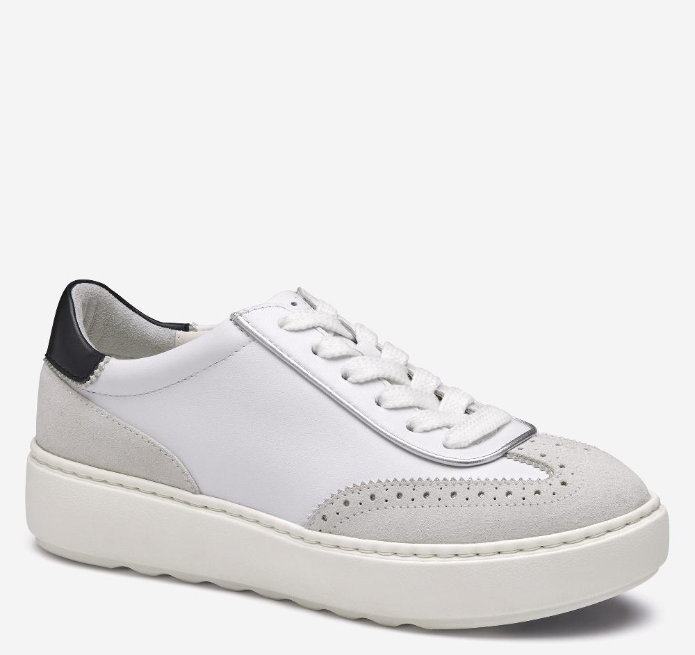 johnston & murphy Cammie T-Toe Lace-Up White Glove Leather/Suede