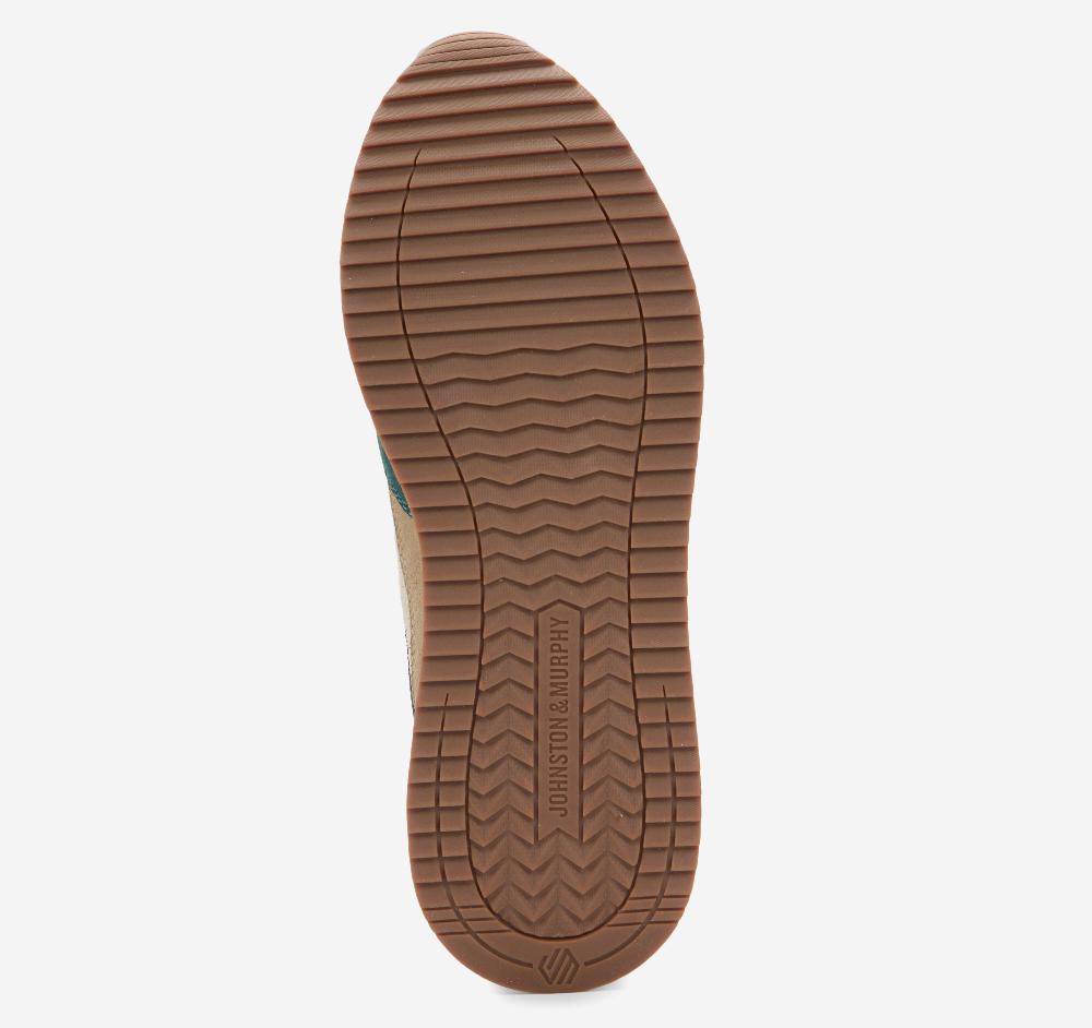 Johnston & Murphy Chase Perfed T-Toe Green/Beige/Navy Suede