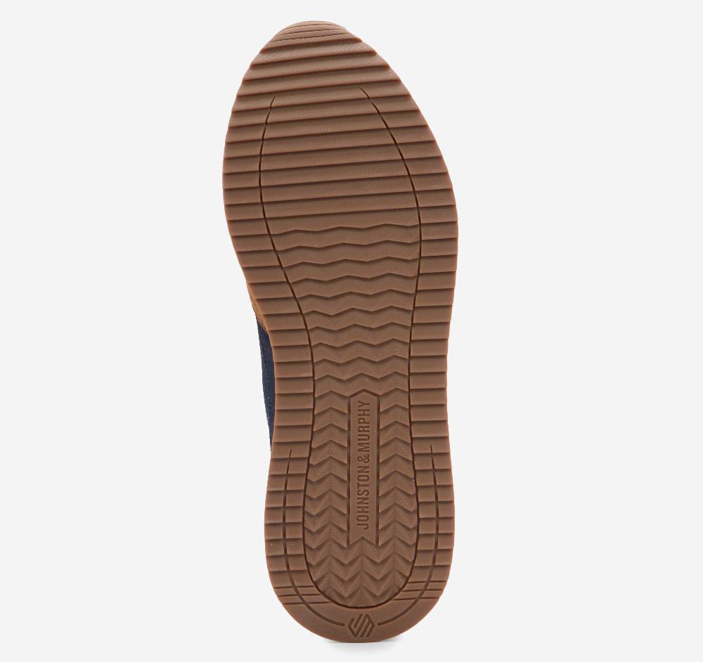 Johnston & Murphy Chase Perfed T-Toe Navy Suede/Snuff Oiled Suede