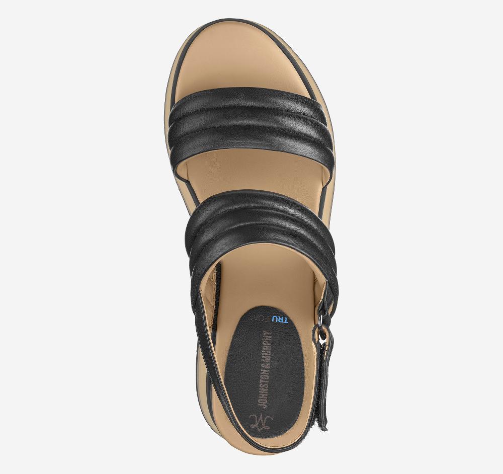 Johnston & Murphy Colleen Double-Band Sandal Black Glove Leather