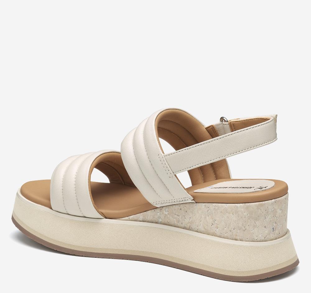 Johnston & Murphy Colleen Double-Band Sandal Bone Glove Leather