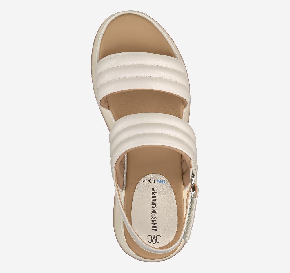Johnston & Murphy Colleen Double-Band Sandal Bone Glove Leather