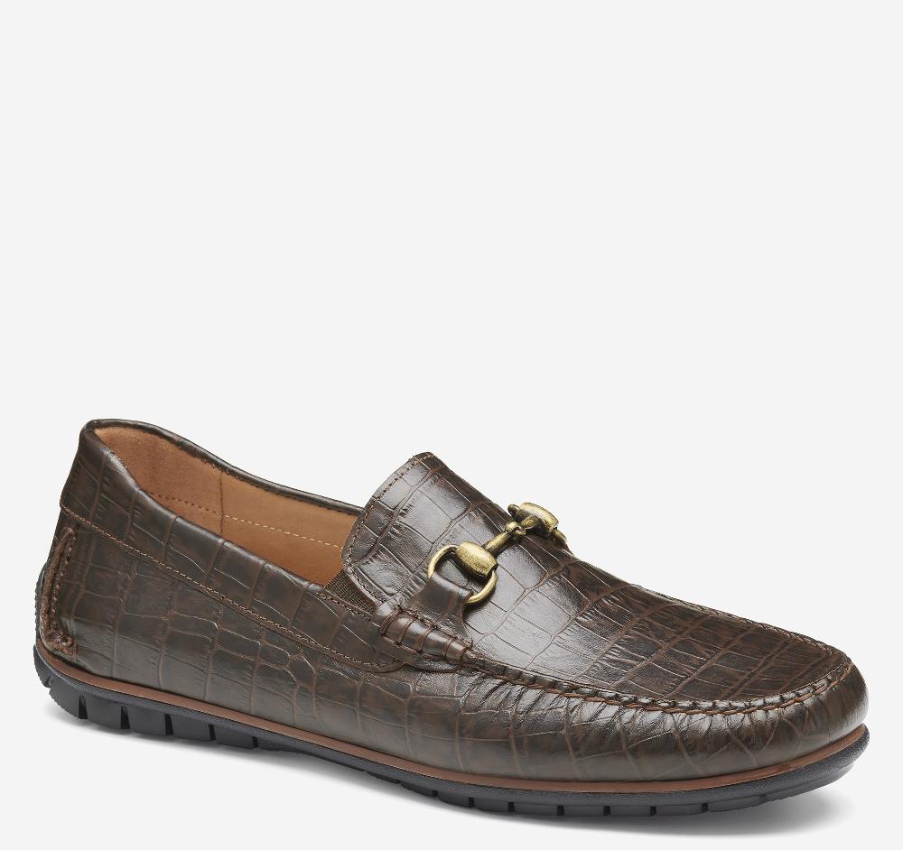 johnston & murphy Cort 2.0 Bit Loafer Dark Brown Croc Embossed Full Grain
