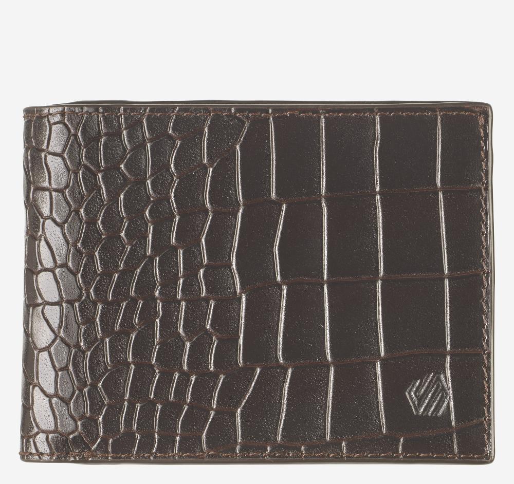 Johnston & Murphy Croc-Embossed Leather Billfold Wallet Mahogany