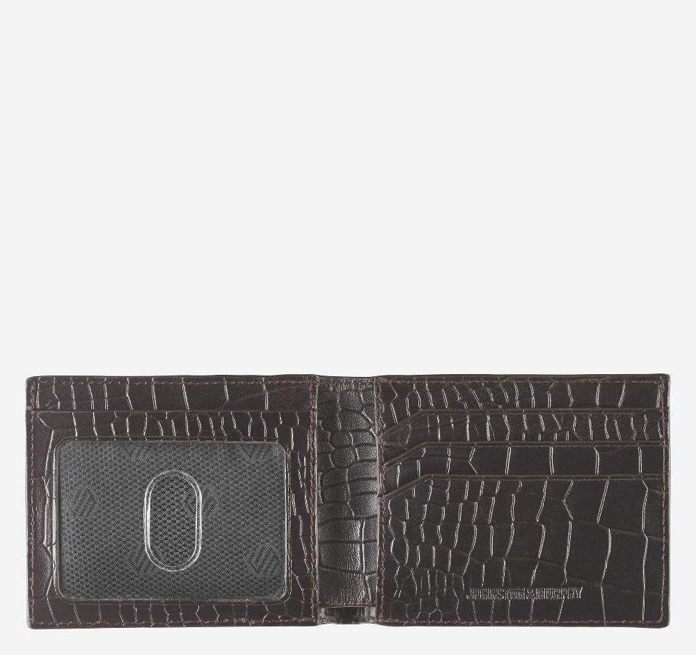 Johnston & Murphy Croc-Embossed Leather Billfold Wallet Mahogany