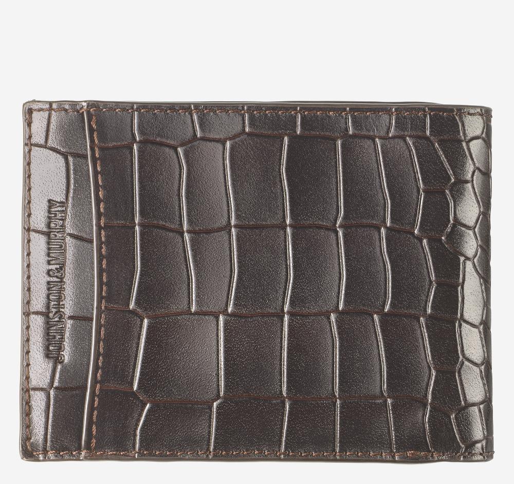 Johnston & Murphy Croc-Embossed Leather Billfold Wallet Mahogany
