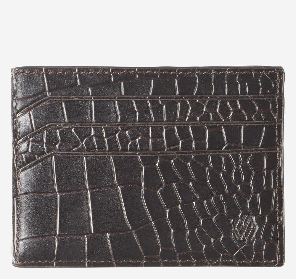 Johnston & Murphy Croc-Embossed Weekender Card Wallet Mahogany