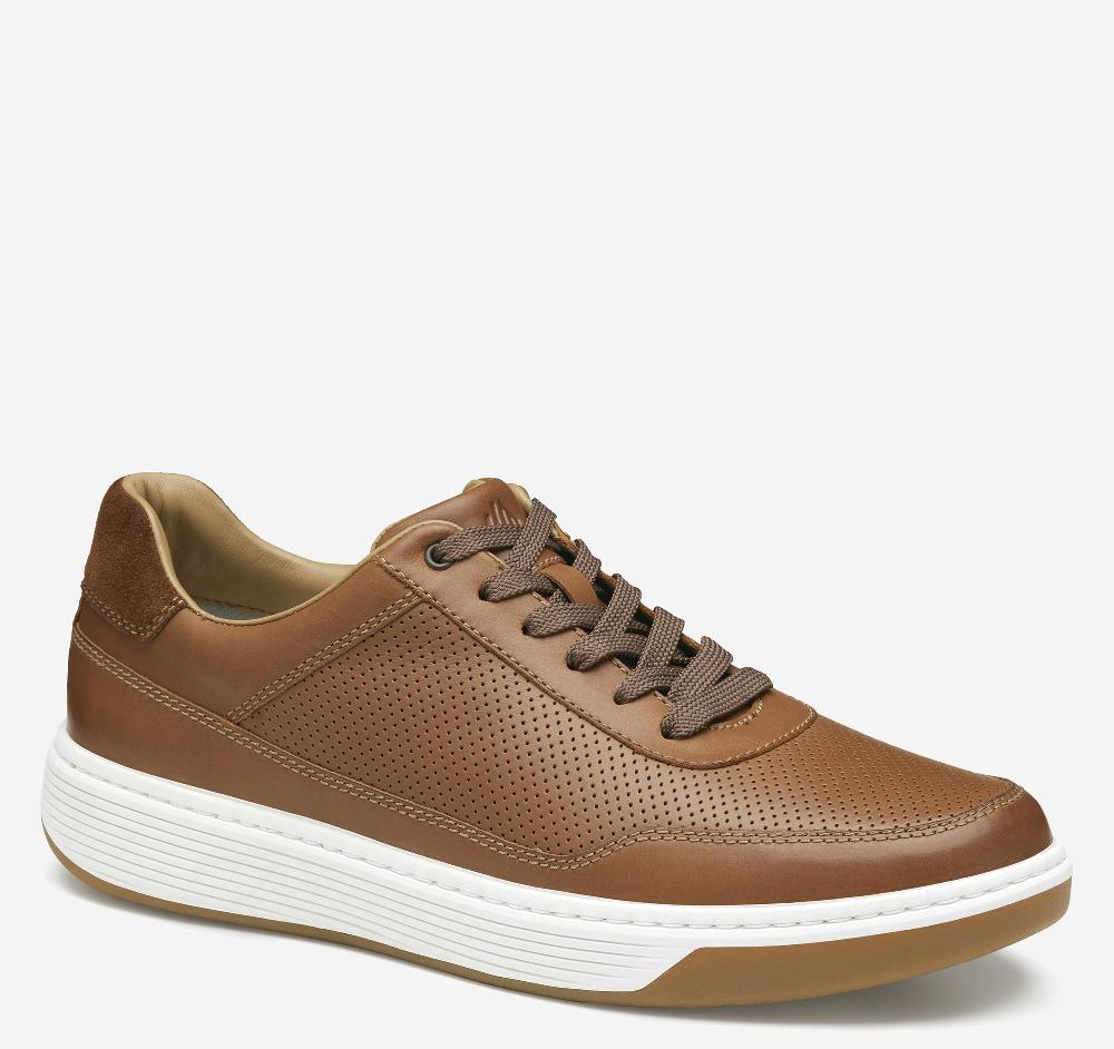 johnston & murphy Dawson Perfed U-Throat Tan Full Grain