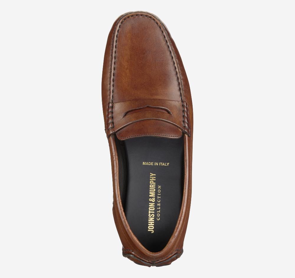 Johnston & Murphy Dayton Penny Loafer Brown Italian Calfskin