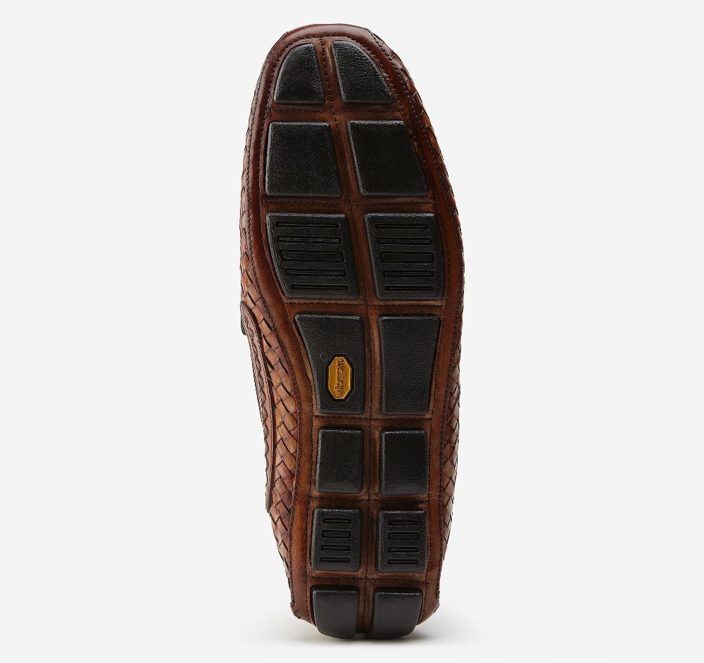 Johnston & Murphy Dayton Woven Penny Loafer Brown Italian Calfskin