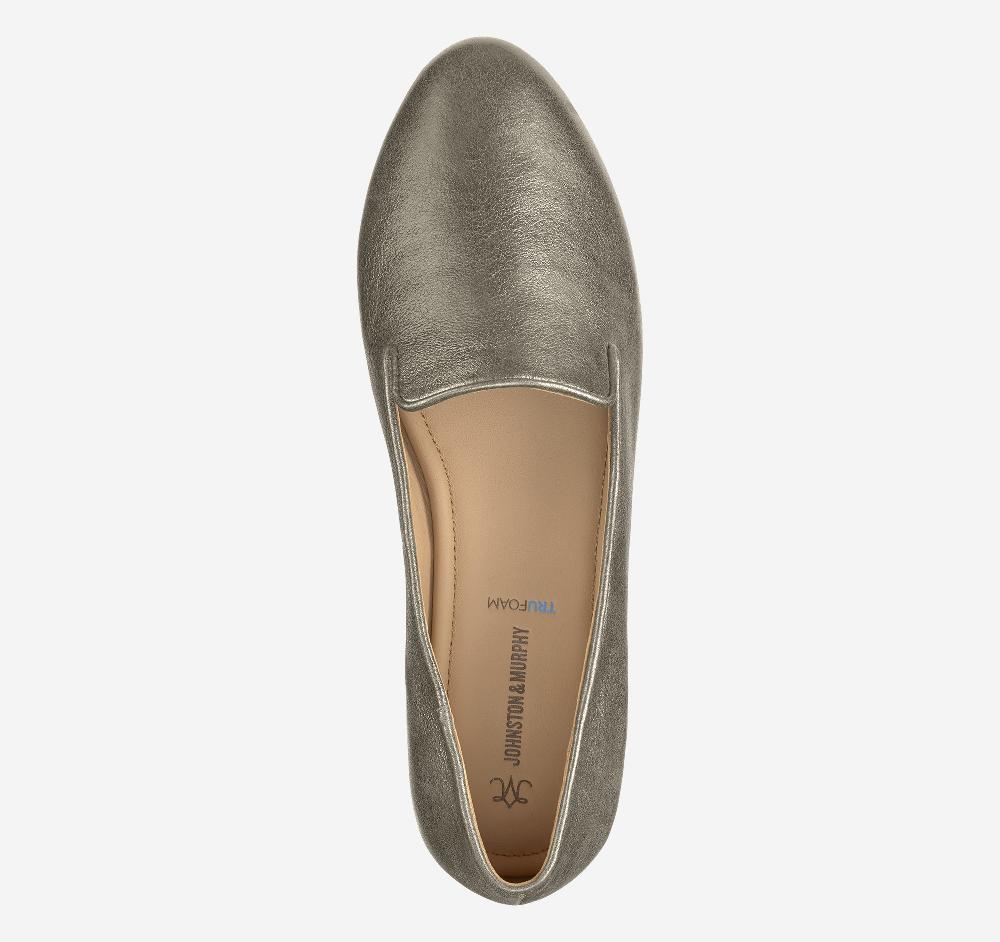 Johnston & Murphy Delanie Loafer Pewter Metallic Sheepskin