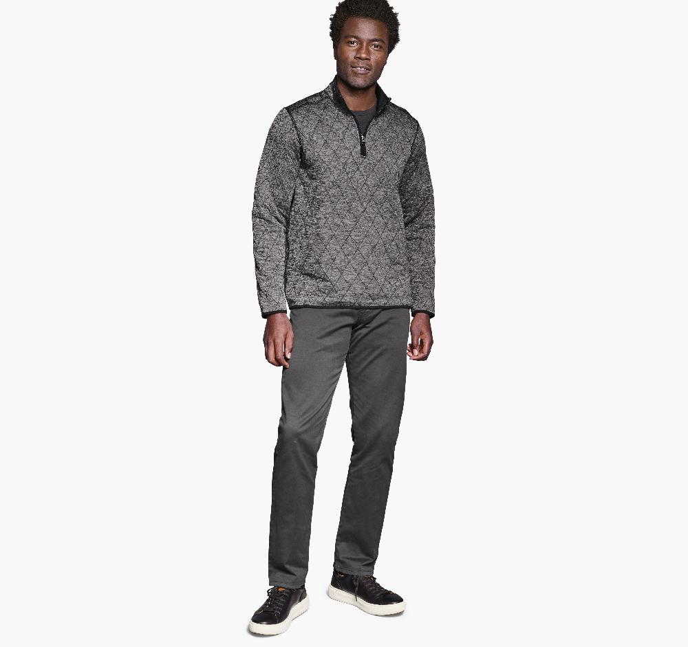 Johnston & Murphy Diamond Quilt Quarter-Zip Charcoal Heather