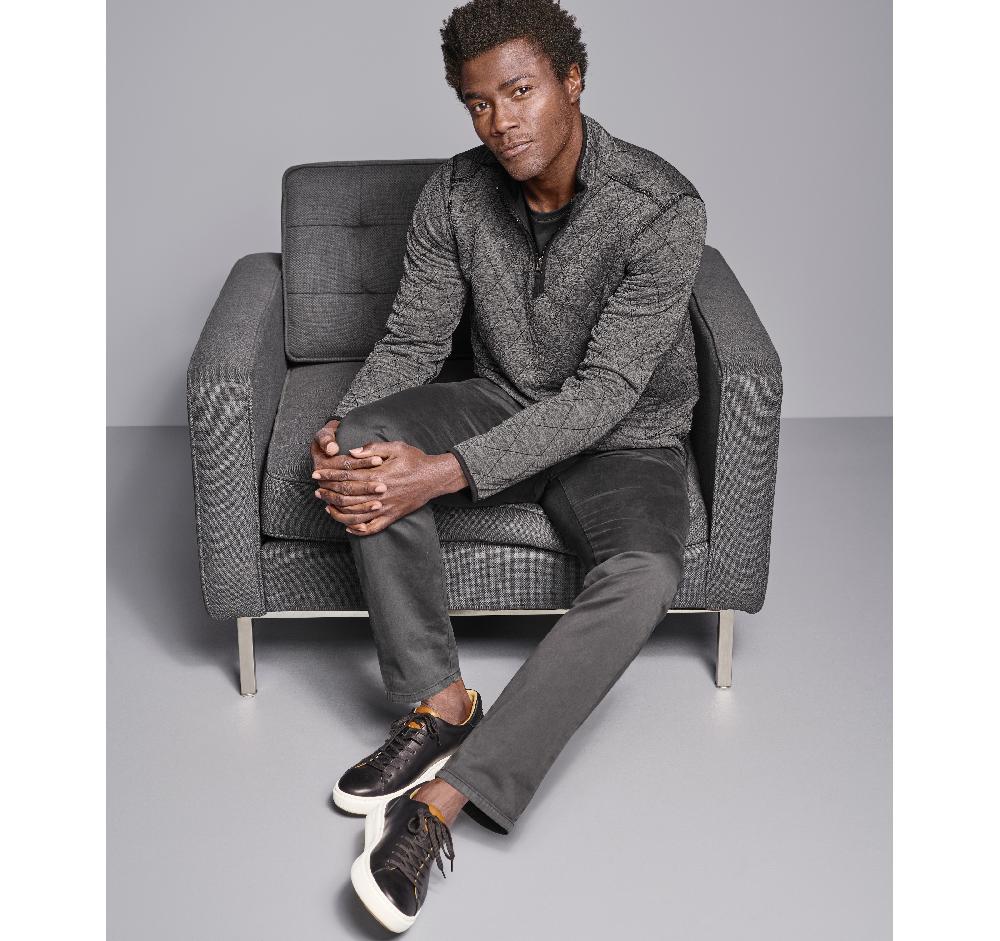 Johnston & Murphy Diamond Quilt Quarter-Zip Charcoal Heather