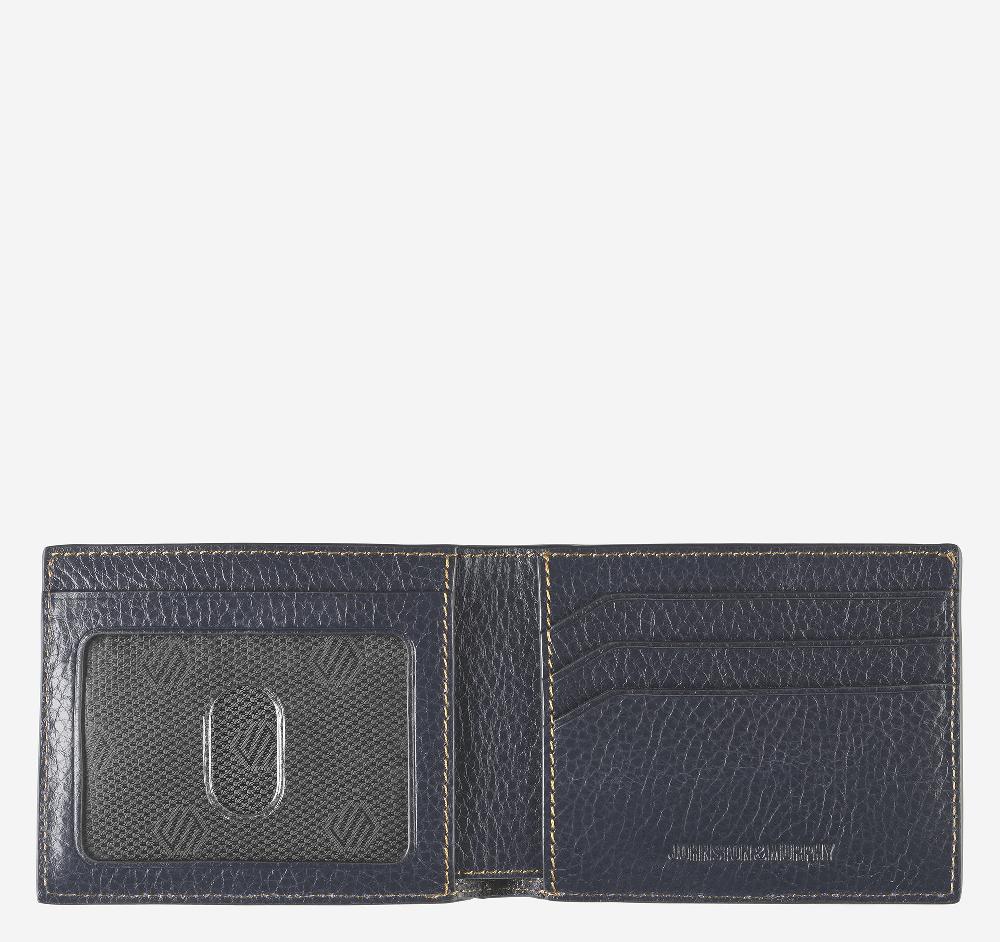 Johnston & Murphy Double Contrast Stitch Billfold Wallet Navy