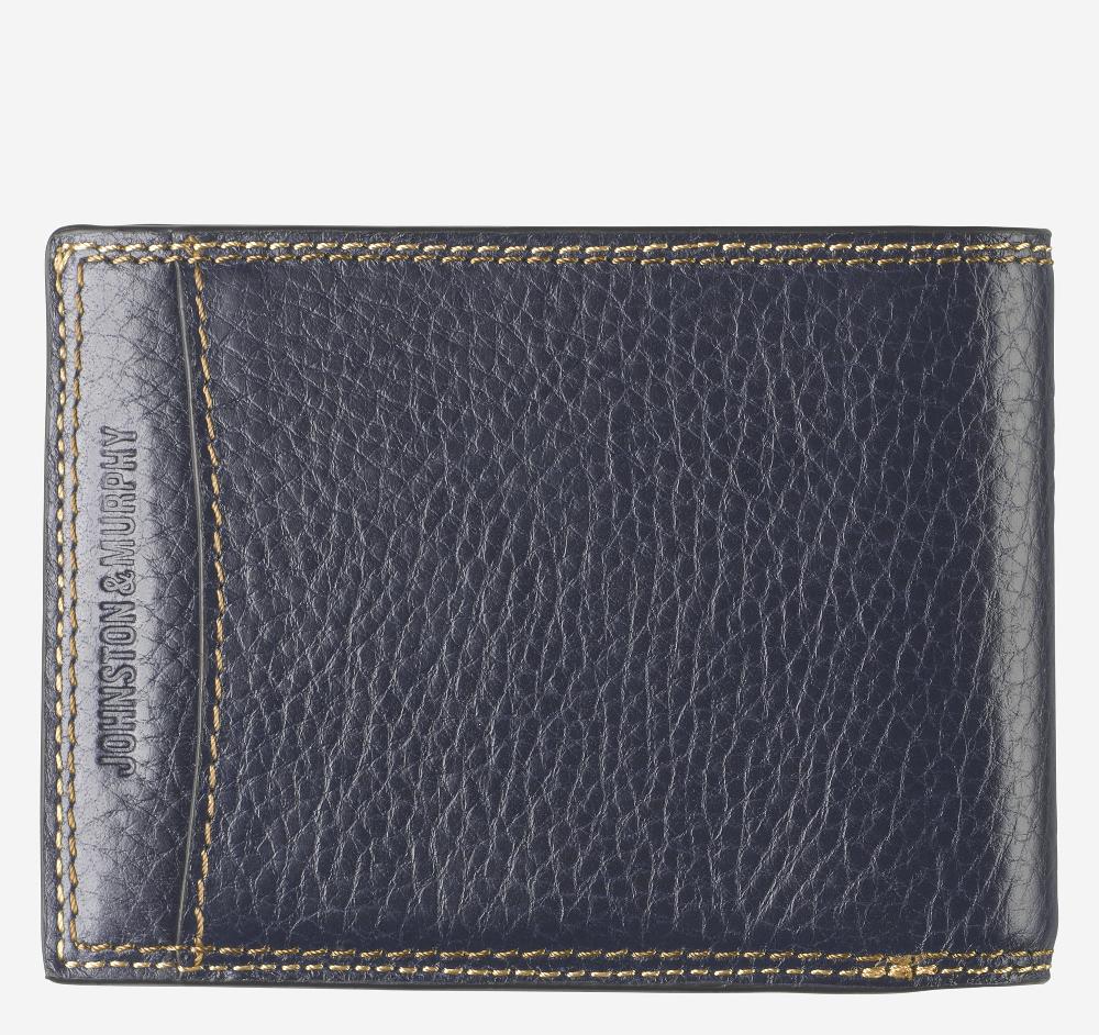Johnston & Murphy Double Contrast Stitch Billfold Wallet Navy