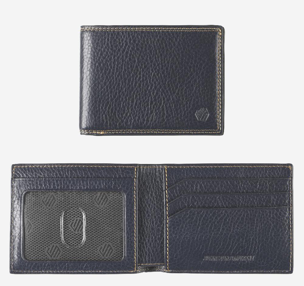 johnston & murphy Double Contrast Stitch Billfold Wallet Navy