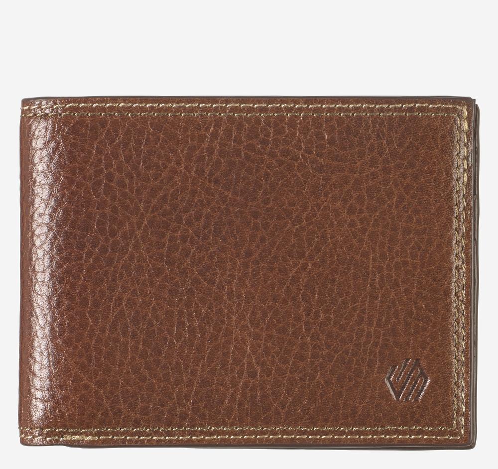 Johnston & Murphy Double Contrast Stitch Billfold Wallet Tan