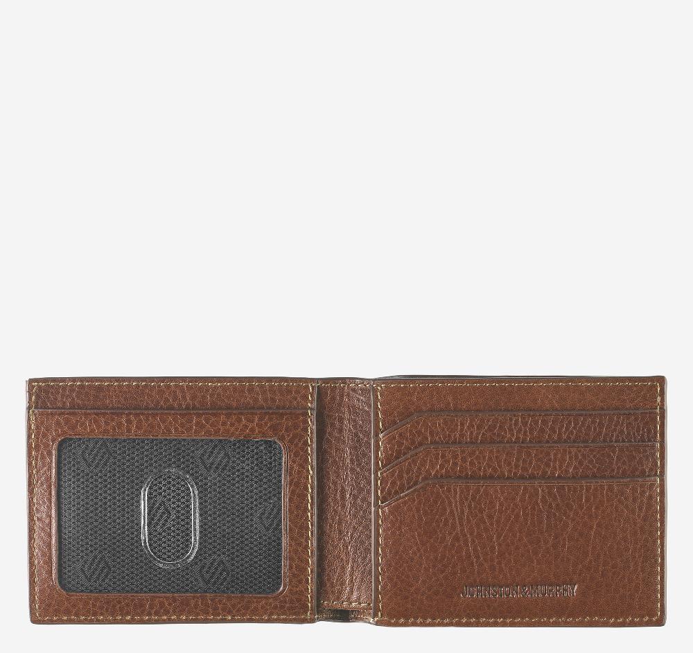 Johnston & Murphy Double Contrast Stitch Billfold Wallet Tan