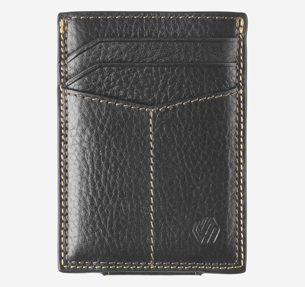 Johnston & Murphy Double-Contrast Stitch Front Pocket Wallet Black