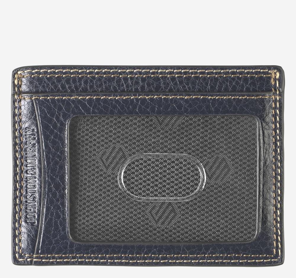 Johnston & Murphy Double Contrast Stitch Weekender Card Wallet Navy