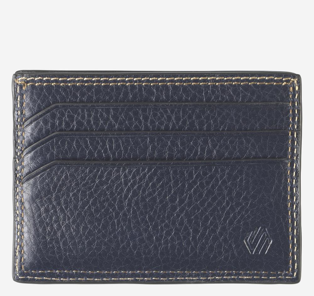 Johnston & Murphy Double Contrast Stitch Weekender Card Wallet Navy