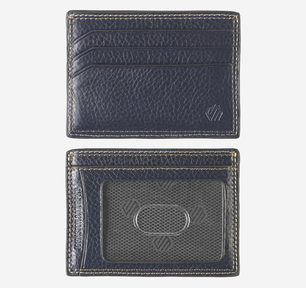 johnston & murphy Double Contrast Stitch Weekender Card Wallet Navy